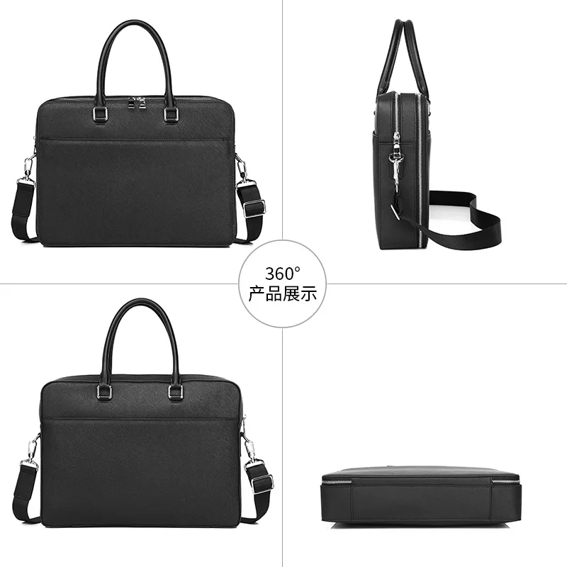 Genuine Leather Briefcase Trendy Large Capacity Business Luxury Men Bag Commuting Fashion Casual Multifunctional Men's Handbag