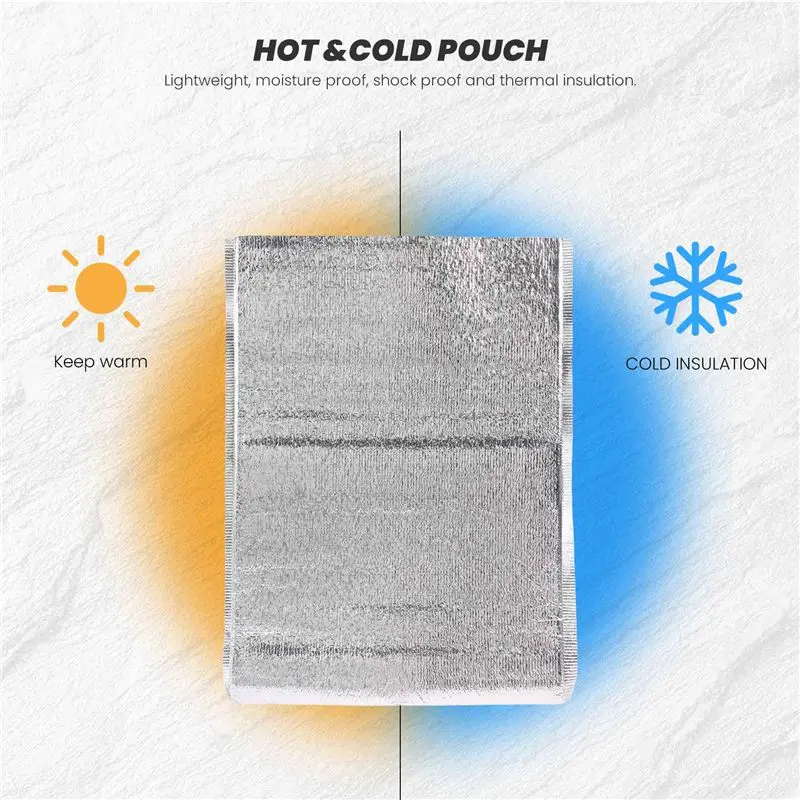 TEXU 50Pcs Aluminum Foil Lunch Cooler Bag Insulation Folding Picnic Portable Ice Pack Food Thermal Bag Food Delivery Bag