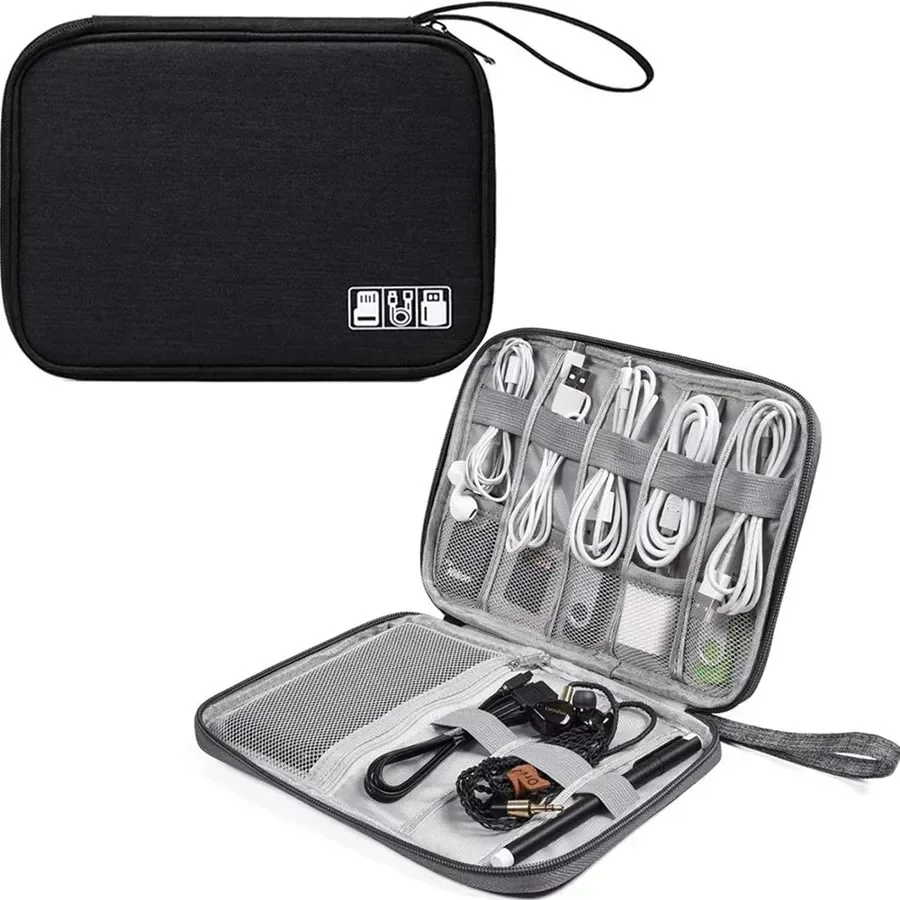 Portable Storage Pouch Bag, Universal Electronics Accessories Case Cable Organizer Compatible with Hard Drive, Laptop Mouse, Pow