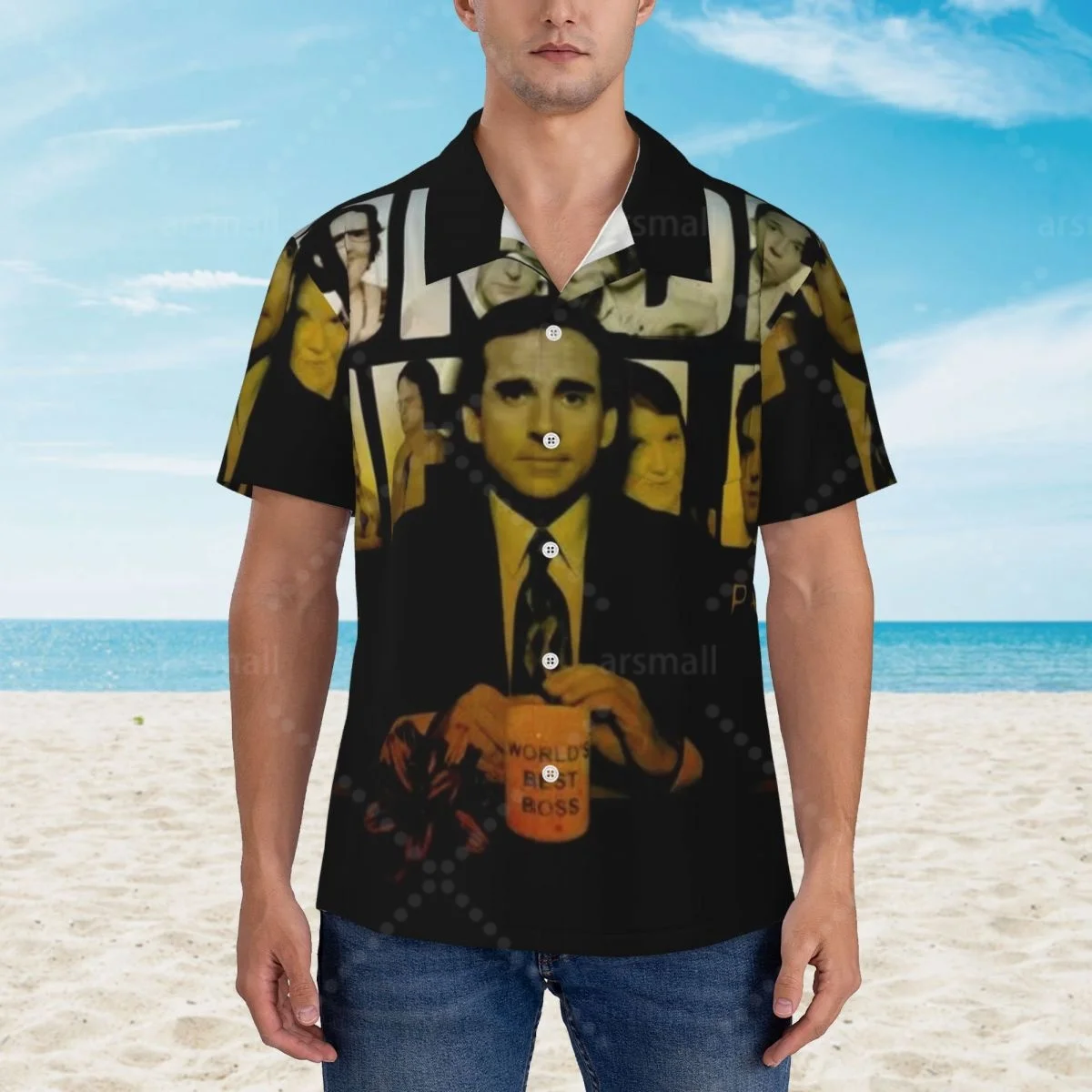 

Funny Humor Office Hawaiian Shirt Men Short Sleeve Casual Floral Print Beach Shirt Summer Vacation Shirt