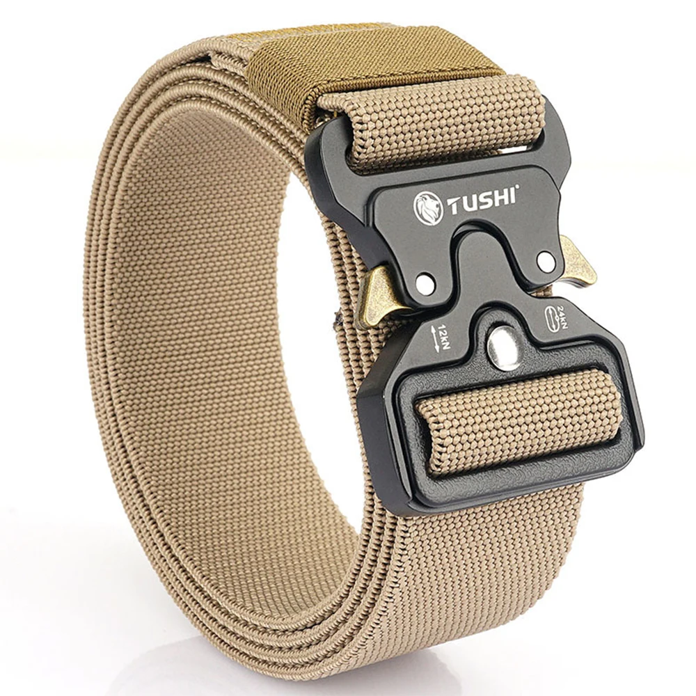 TUSHI Men Army Outdoor Hunting Tactical Multi Function Combat Survival High Quality Marine Corps Canvas For Aluminum Alloy Belt