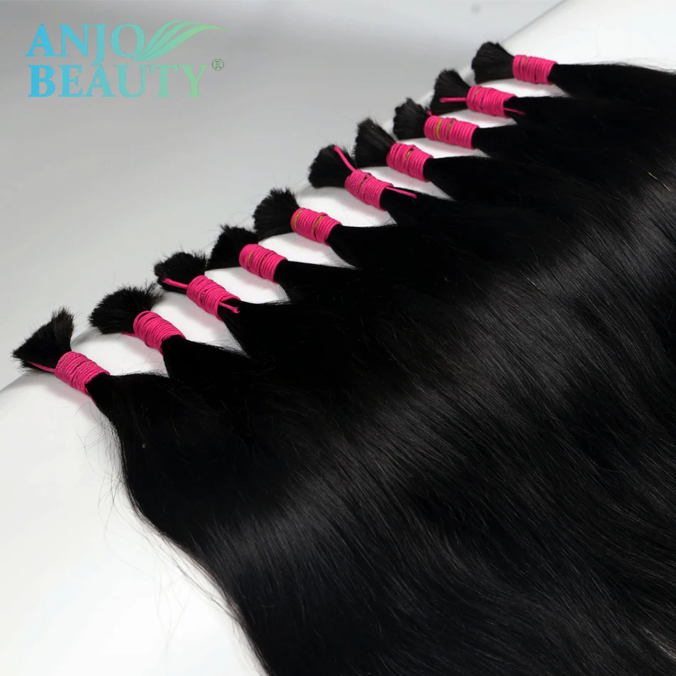 Anjo Beauty Original Human Hair Bulk For Braiding Wholesale Natural Unprocessed Virgin Indian Hair Vendors Virgin Bundles