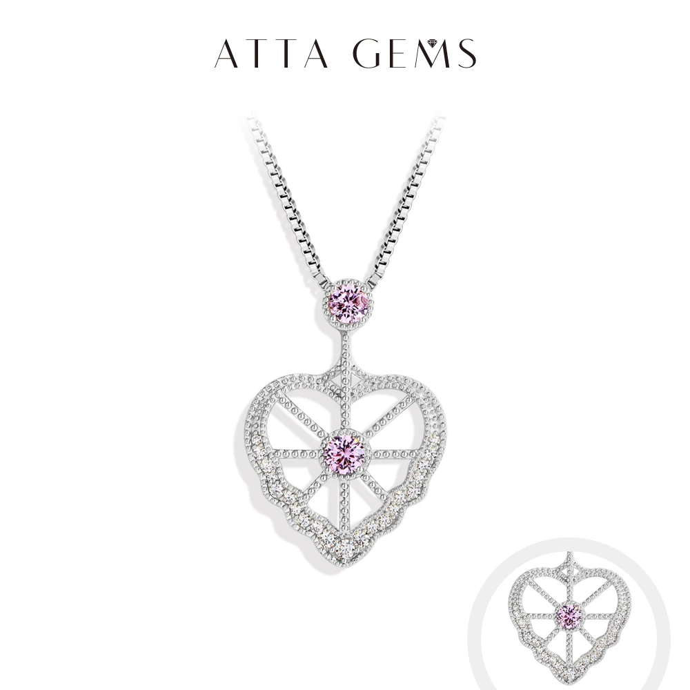 

ATTAGEMS очаровательное муассанитовое ожерелье для женщин 3,5 мм * 2 розовый циркон кулон «Любовь» из стерлингового серебра 925 пробы цепочка для помолвки ювелирные изделия