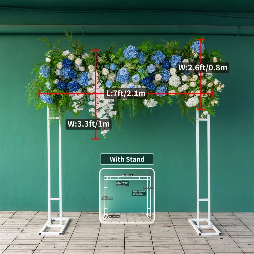 Luxury Wedding Party Decoration Flores Artificiales Backdrop Decor Ztuczny Kwiat Green Blue Flower Arrangements Height 7ft/2.1m