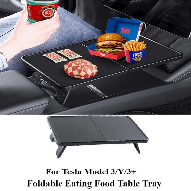 Foldable Eating Food Table Tray For Tesla Model 3/Y 2020-2024 Model3 Highland 2024 Center Console Organizer Road Trips Autopilot