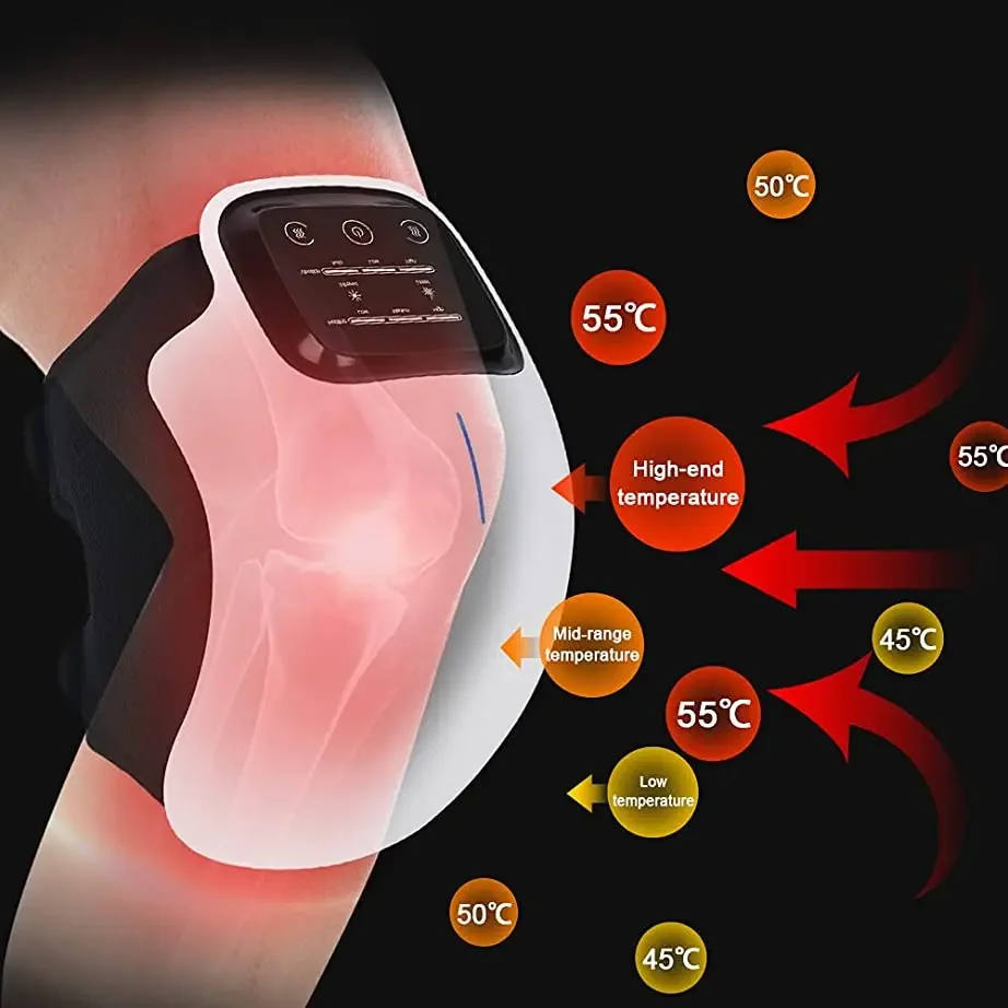 LED Touch Screen Infrared Knee Massager Pain Relief Vibrating Heating Electric Knee Massager