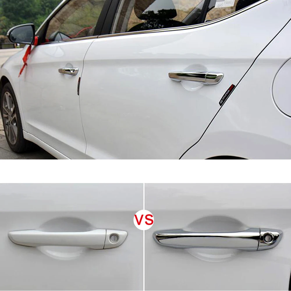 carbon fiber car door handle cover trim chrome for hyundai elantra 2016 2017 2018 2019 2020 gt ad solaris verna accent styling