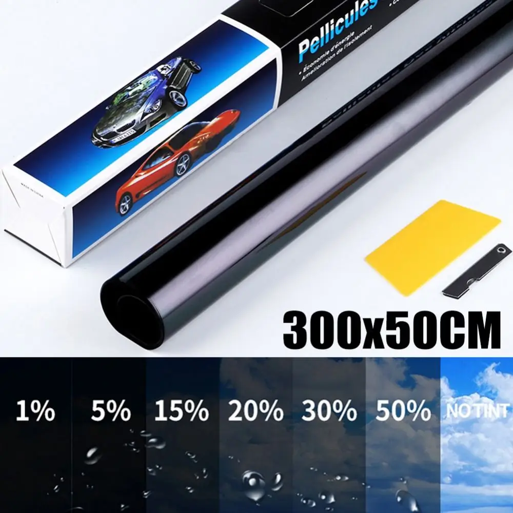 1Roll 50x3m Solar UV Protection Window Tint Film Sun Shade Heat UV Block Car Foils Black Scratch Resistant Glass Sticker