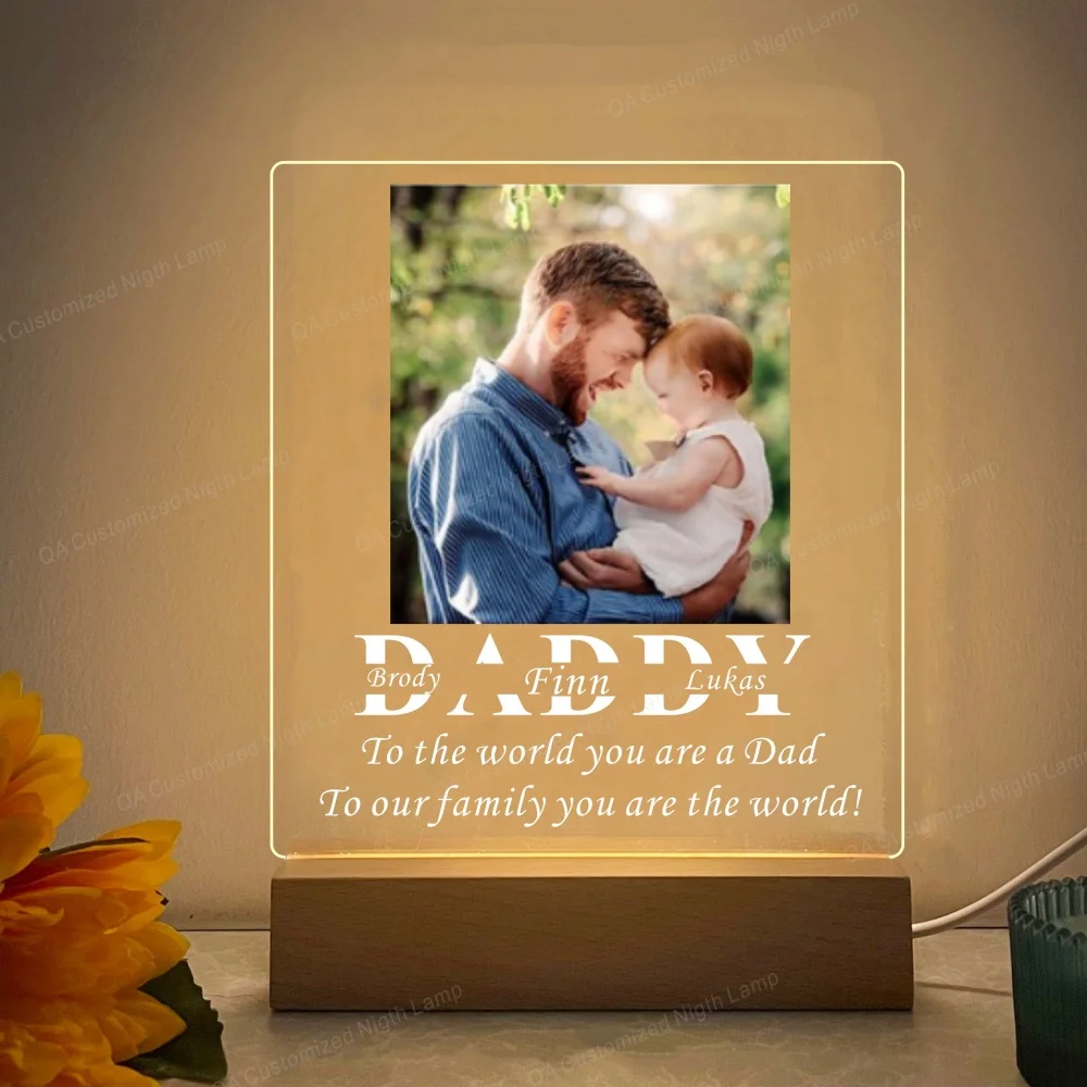 Kolorowy nadruk tekst akrylowy LED Light dla taty lampka nocna stół prezent urodzinowy lampka nocna do sypialni prezent na dzień ojca