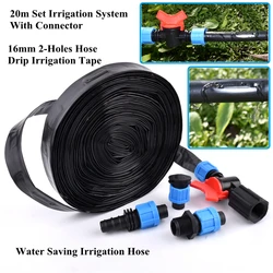 20m/Set 16mm Hose 2-Holes Rain Drip Irrigation Tape Agriculture Watering System Greenhouse Garden Water Saving Irrigation Joint