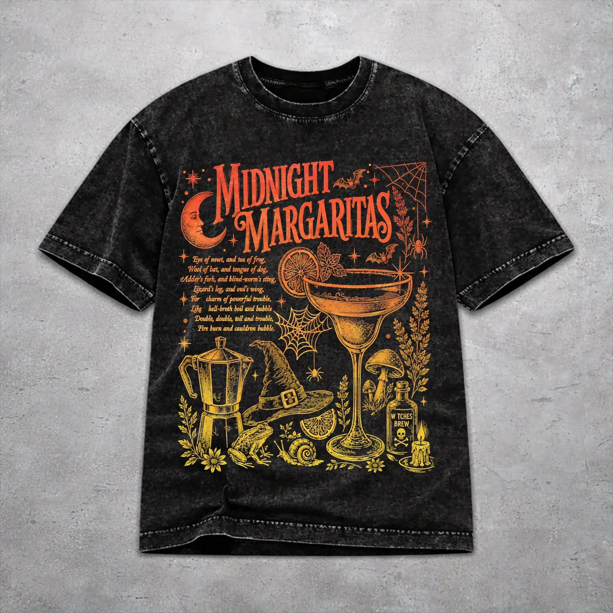 Fashion Men Women Practical Magic Midnight Margaritas Witchy Halloween Gothic Tee Shirt Washed Style  T Shirts Apparel