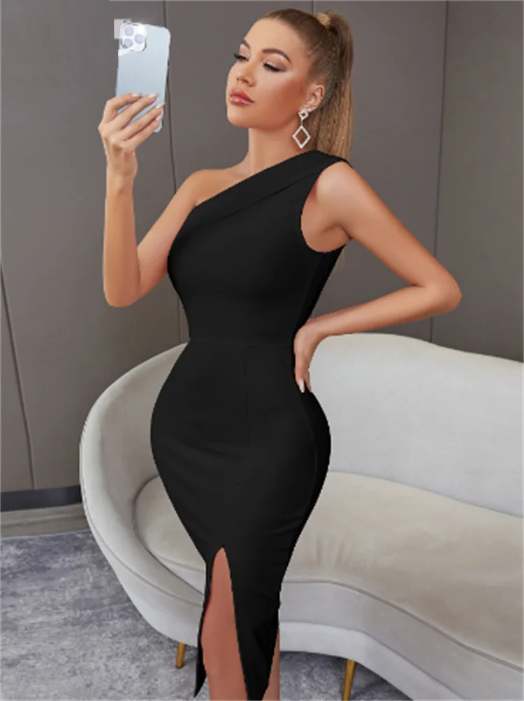 2023 Fashion Summer Women One Shoulder Bodycon Sexy Sleeveless Elegant Evening Party Dress