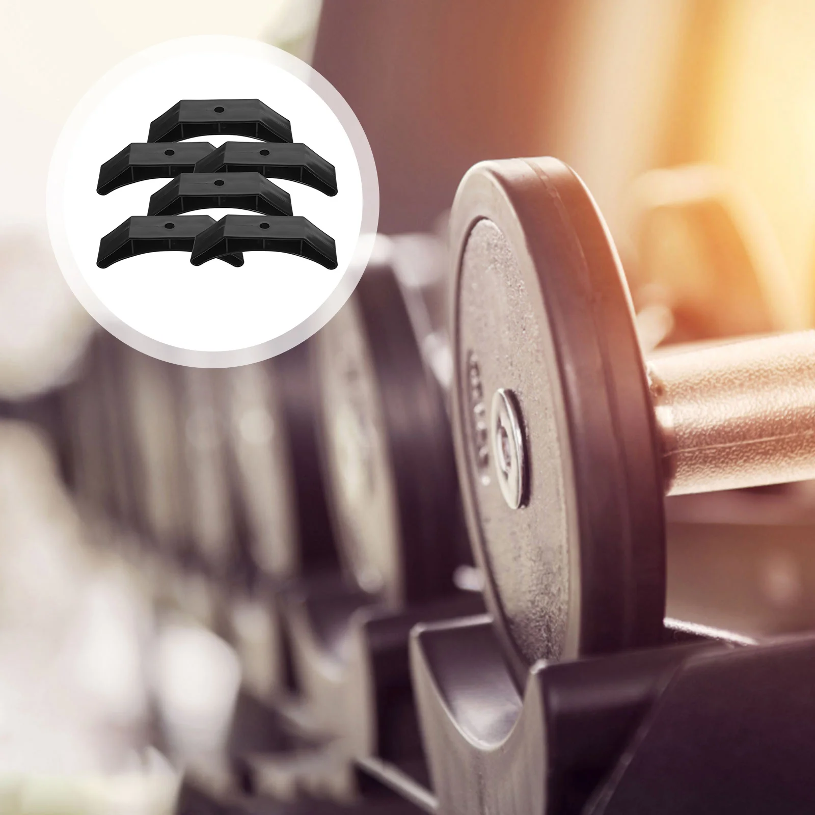 6pcs Dumbbell Rack Sturdy Bracket Barbell Holder Adjustable Stands Floor Protection Gym Home Fitness Accessories Black PP