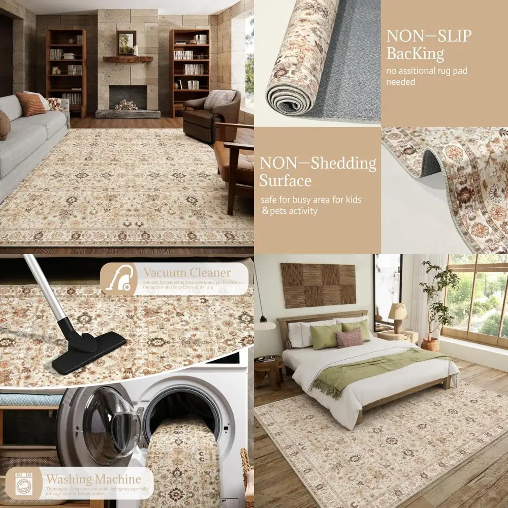 

Durable Soft Large Area Rugs, Non-Slip and Stain Resistant, Perfect for High-Traffic Living and Dining Spaces