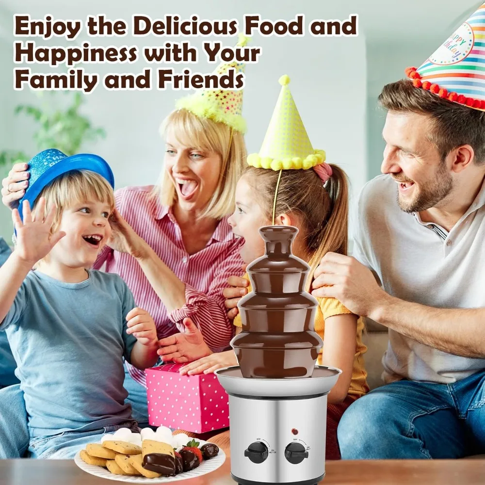 Chocolate Fountain, 4 Tiers Electric Melting Machine Chocolate Fondue Fountain Set With 6pcs Stainless Steel Forks