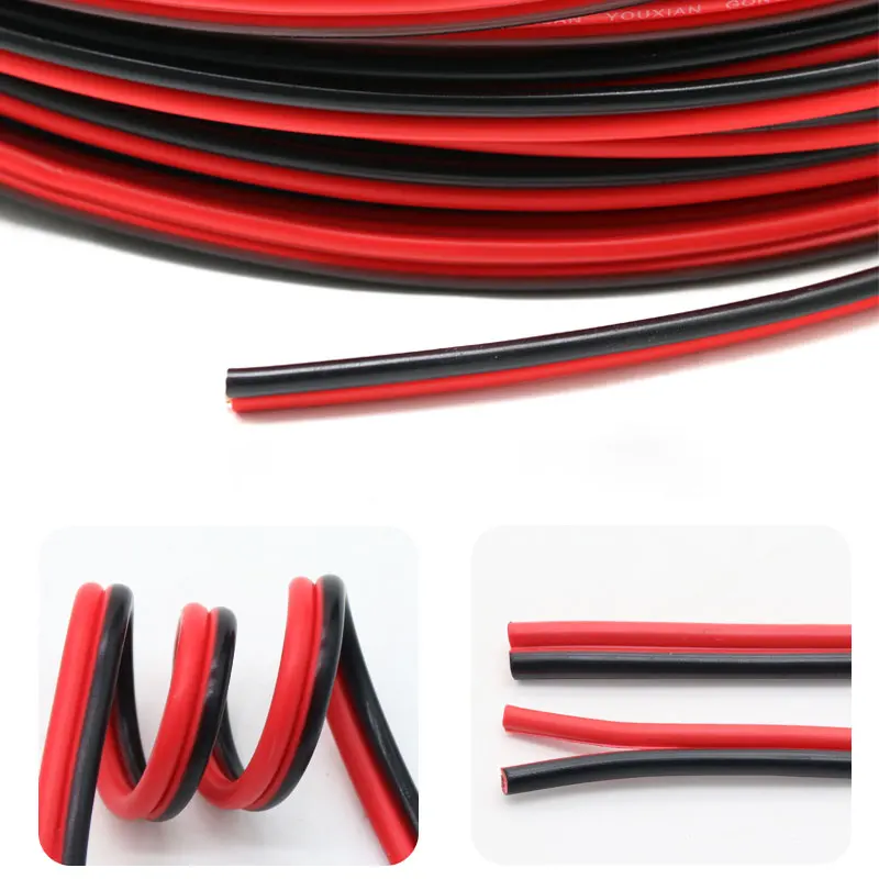 10m 18/20/22/24/26AWG RVB Wire Red Black Cable PVC Copper Power Lines Electrical Wire For Solar Panel Inverter Storage Battery