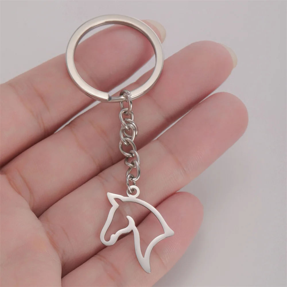 My Shape Horse Head Keychain Stainless Steel Animal Key Ring for Car Backpack Fashion Jewelry Gifts for Horse Lover Horse Race image 4