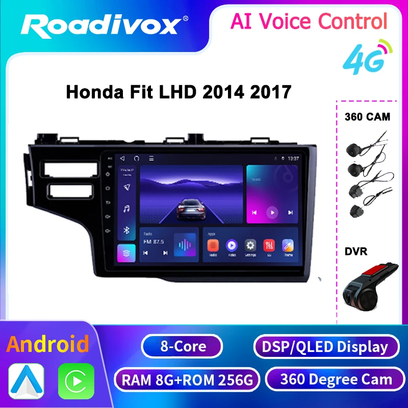 

9/10-дюймовый автомобильный радиоприемник Android 13, мультимедийный плеер для Honda FitLHD 2014 2017, GPS Nav, стерео экран, видеомагнитофон, Carplay 4G