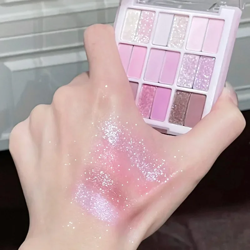 Paleta de maquillaje rosa y púrpura, 18 colores, bloqueo de sombra de ojos, maquillaje coreano, sombra de ojos de Color helado, Cosméticos de verano