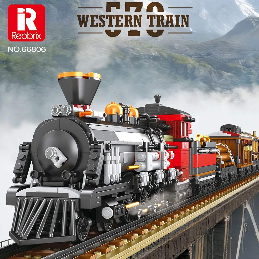 New 66806 2851pcs MOC Retro Steam Train Building Blocks Assembling Locomotive Track Bricks Model DIY Adult Toy Birthday Gift Set