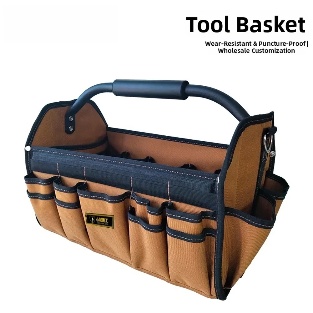 NEW Tool Tote With Adjustable Shoulder Strap And Reinforced Handles Heavy Duty Oxford Fabric Electricians Tool Bag Organizer
