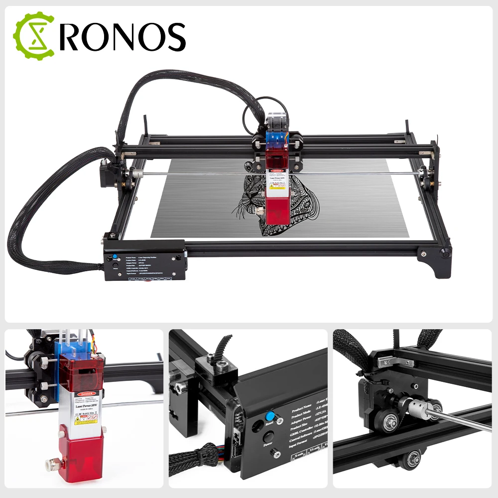 Máquina de corte láser para cuero, Metal, acrílico, EVA, corte de madera, 10mm, GRBL, 32 bits, Control PWM, 40x40, 80W