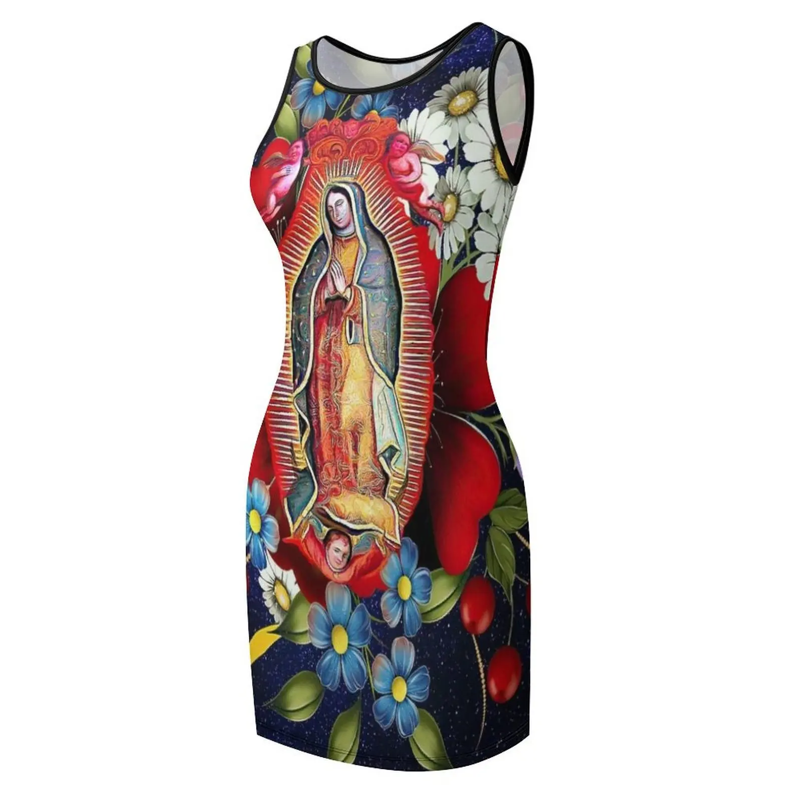 Notre-Dame de Guadalupe mexicaine vierge marie mexique fleurs Tilma robe d'été sans manches pour femmes vêtements pour femme