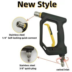 Drision New Finger trigger Style 4000psi high pressure spray gun with 3/8 quick plug Swivel Inlet for Car washing