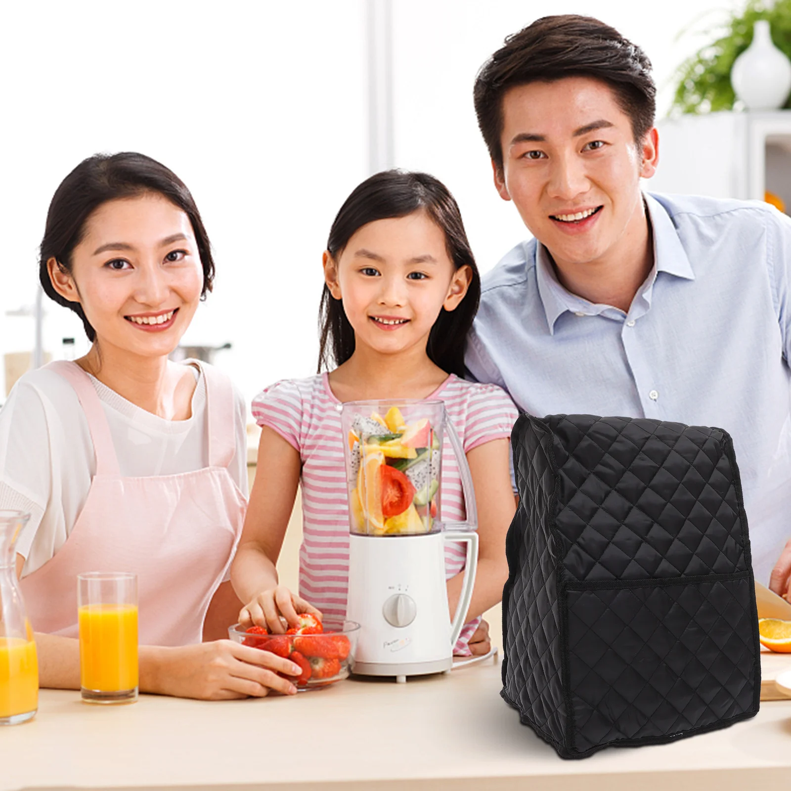 غطاء خلاط حامل سميك مقاوم للماء والغبار حقيبة تنظيم سوداء لحماية أجهزة المطبخ وربط الرذاذ