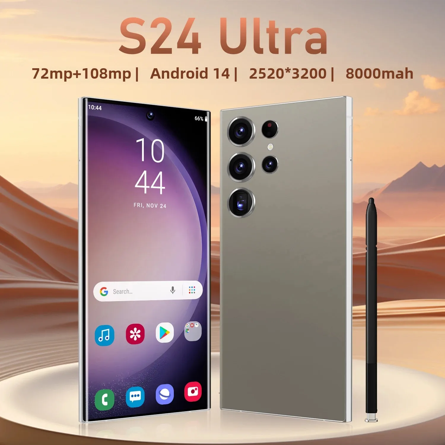 S24 Ultra 5G Smartphone - Android Global Version Dual SIM 22GB+2TB Storage 7.3-inch HD Screen Face Recognition 8000mAh Battery