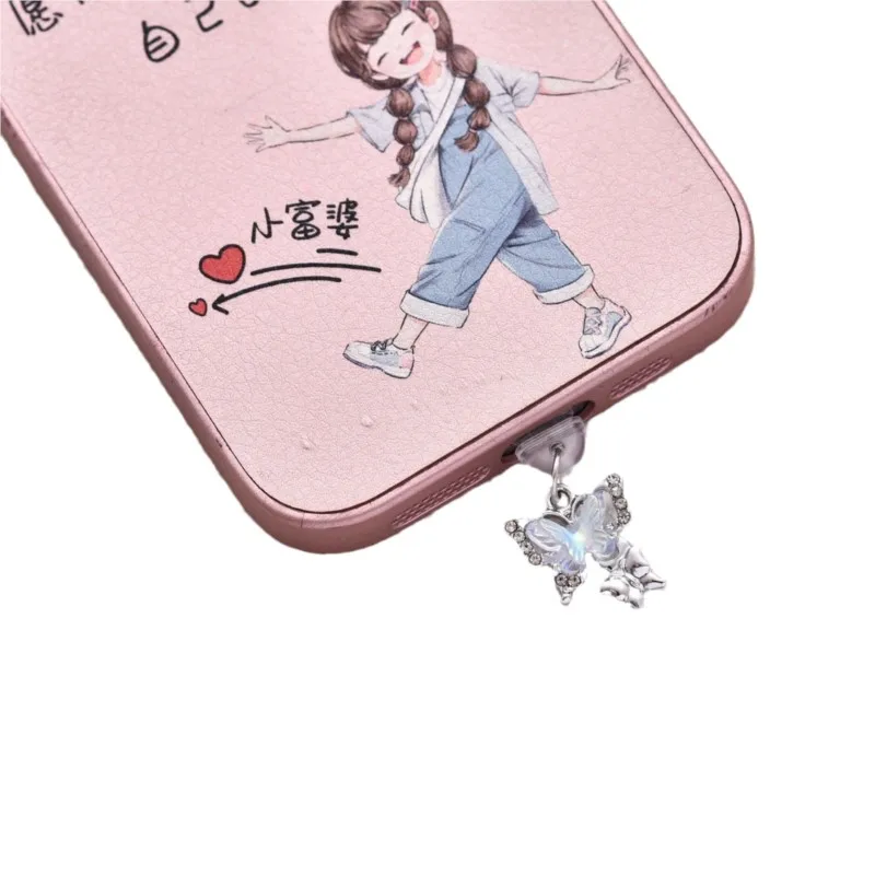 Butterfly Dust Plug Charm Cute Charge Port Anti Dust Plug Usb Type C Plug For iPhone Earphone Jack Stopper Cap Pendant