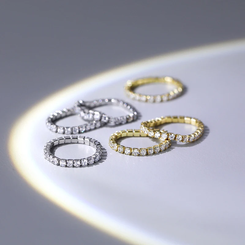 S925 Sterling Silber voller Zirkon Kette schlichter Ring für Frauen leichter Luxus klassisch elegant Mode Retro einfach lässig täglich