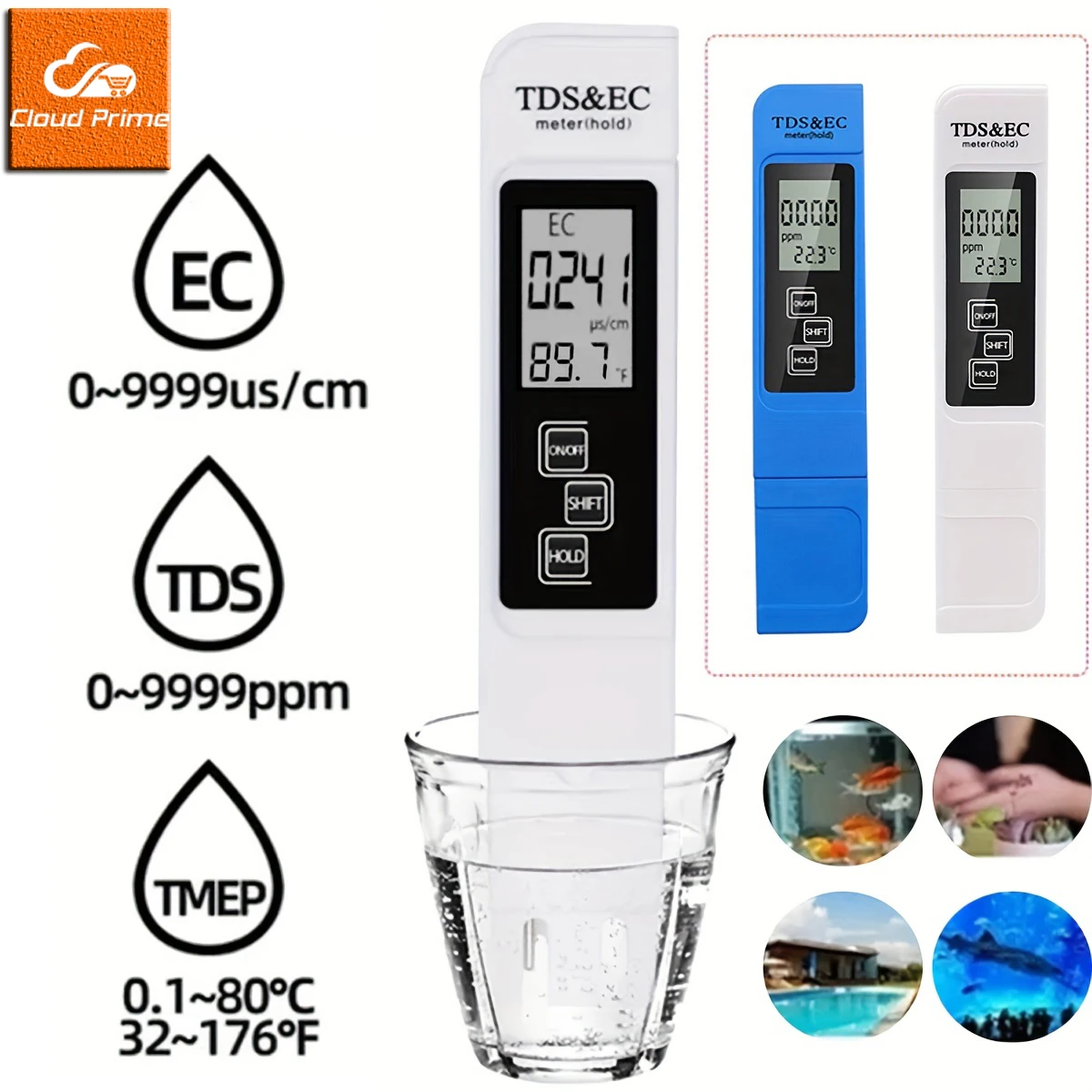 3in1 Water Quality Detection Pen Household Drinking Water Purity EC Meter High Accuracy TDS Meter 0-9990ppm Digital Water Tester