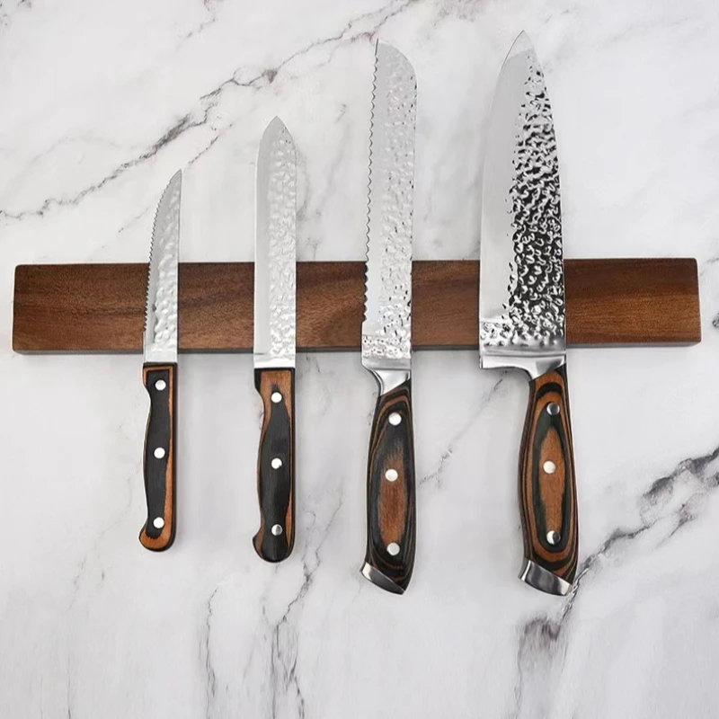 Magnetic Knife Strip for Wall,Knife Holder for Knives, Black Walnut Wood, Wall Mount, For Kitchen Utensils, Knives and Tools