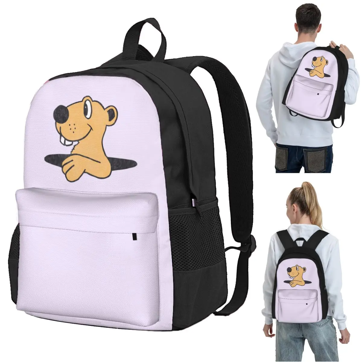

Gopher Vintage Distressed Backpack Student BookBag Children School Bag Computer Shoulder Bags for Boys Girls