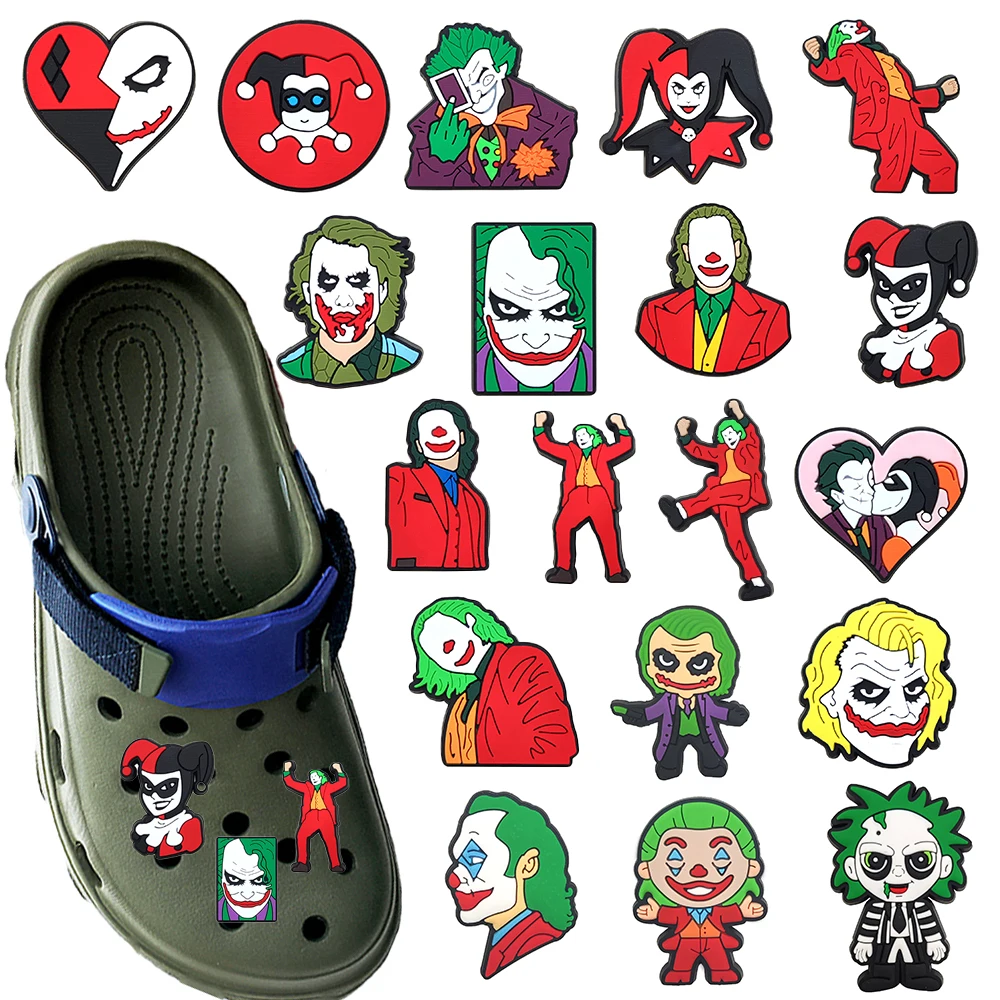 19pcs Cartoon Funny Clown Series PVC Shoe Accessories Fit Wristbands Hole Slipper Decoration DIY Detachable Fashion Gifts