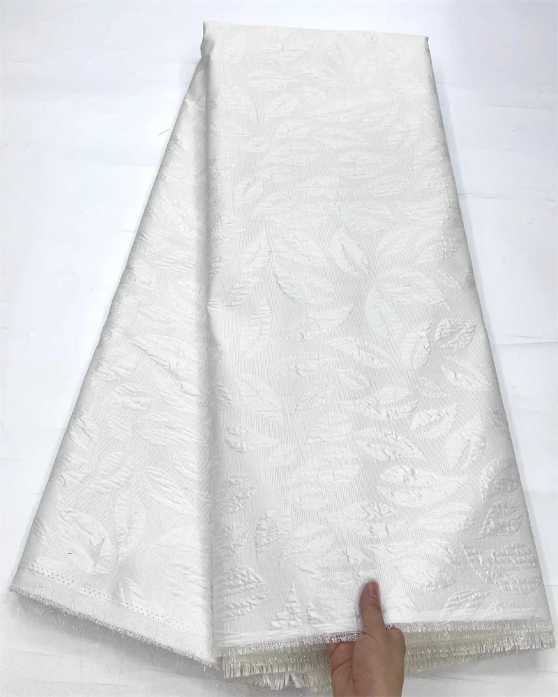 Tela de encaje Jacquard brocado africano dorado Damasco nigeriano de alta calidad para boda diseño único y elegante