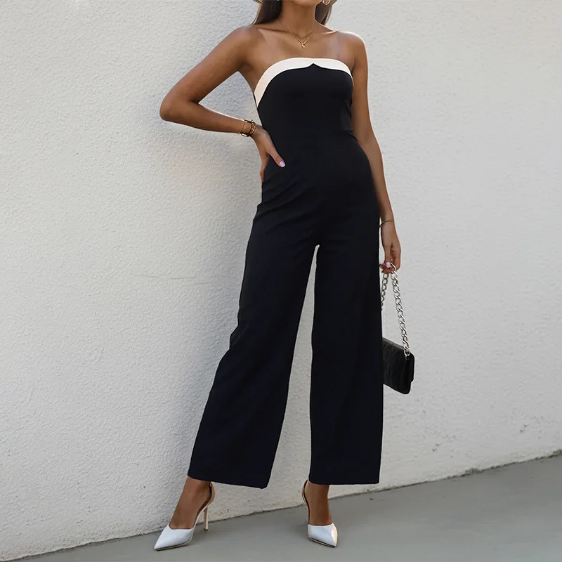 

2026 Summer Women's Clothing Cross-border Stitching Tube Top Sleeveless Jumpsuit