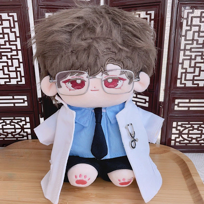 20cm No Attribute Fashion Blue Hairband Blue Shirts Pants Cool Handsome Uniform Clothes Plush Doll Costume Outfit Accessories