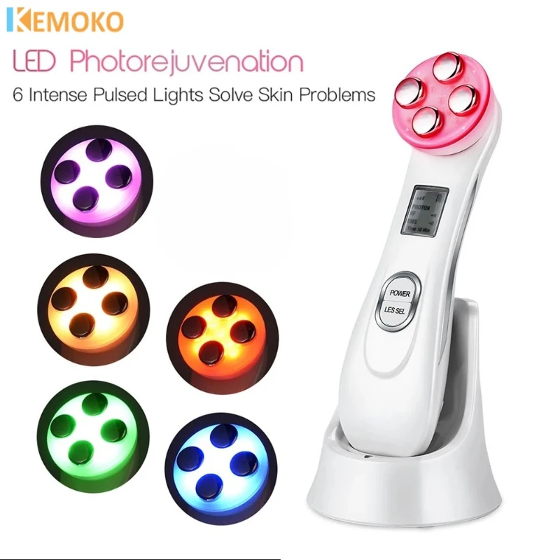 

5-IN-1 RF Radio Frequency EMS Electroporation LED Photon Beauty Device Face Massager Skin Lifting Tighten Skin Care Anti-Wrinkle
