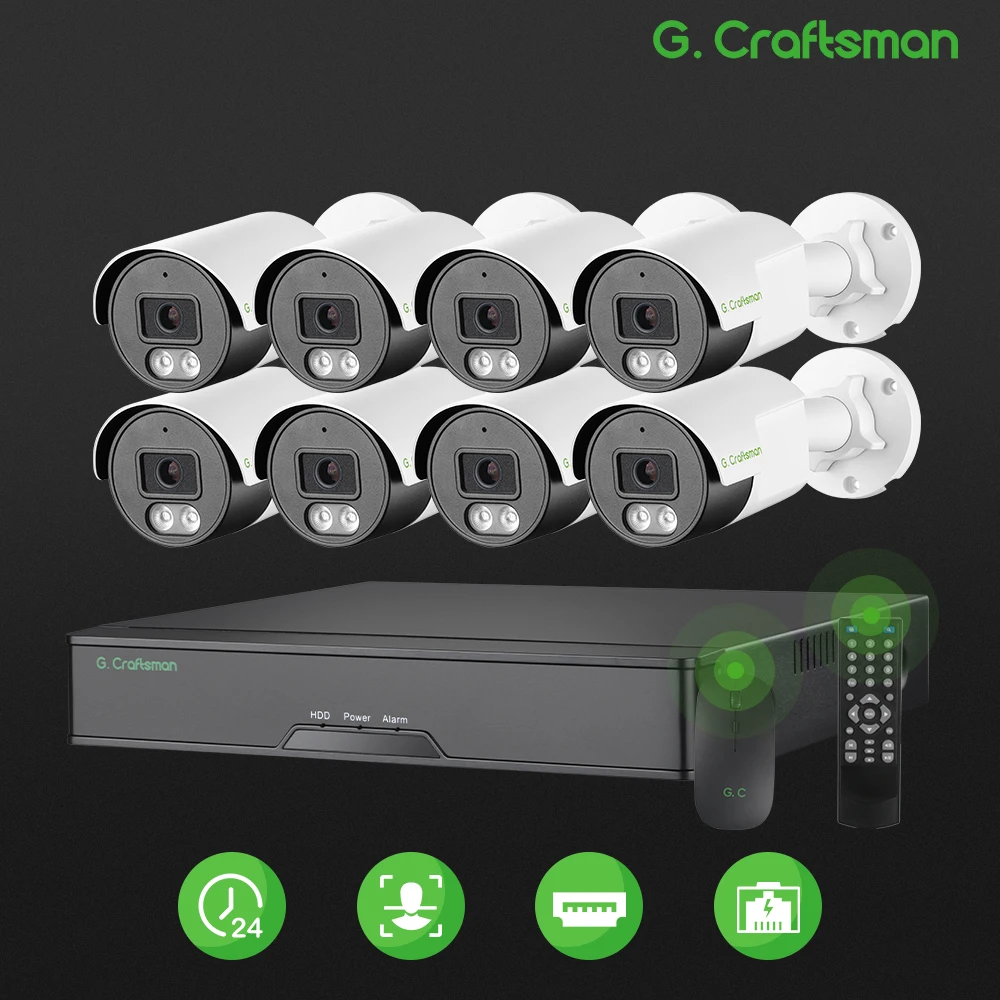 XMeye L 8ch 6MP POE System Kit SO-NY Sensor IR Leds NVR Recorder 24/7 Recording Security Surveillance GCraftsman