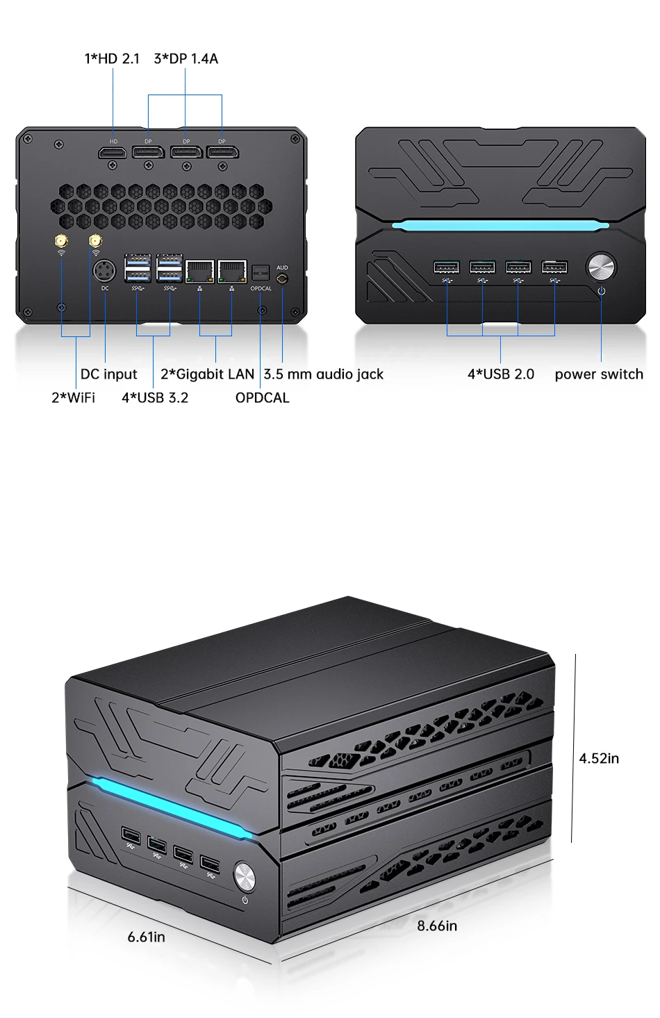 MSECORE Gaming Mini PC Intel Core I9-14900F RTX 5060 Ti 16G Dedicated Card Win11 DDR5 NVMe SSD WiFi6E BT5.3 8K Desktop Computer