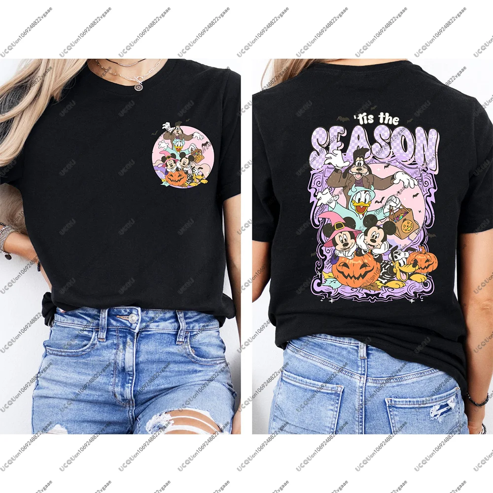 Niñas Halloween esqueleto familia Mickey Minnie regalo Y2k fiesta sudadera espeluznante Disney viaje camiseta Top ropa deportiva Casual