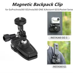 360° Rotation Magnetic Backpack Clip Clamp Mount for GoPro 12 11 / Insta360 GO 3 / Insta360 ONE X3 X2/ Action Camera Holder