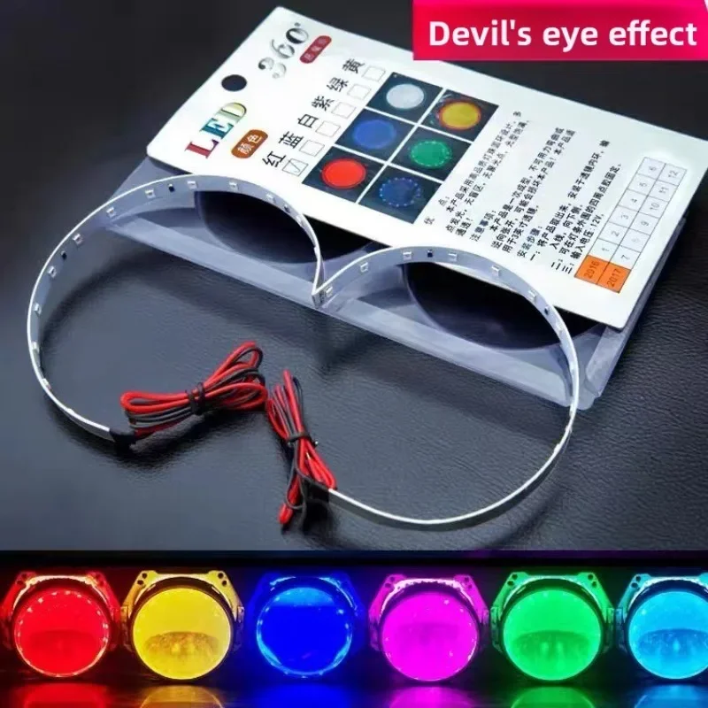 

2 шт. универсальные мотоциклетные светодиодные фары, модифицированные 12 В, супер яркие кольца Halo на 360 градусов, светильник для глаз демона