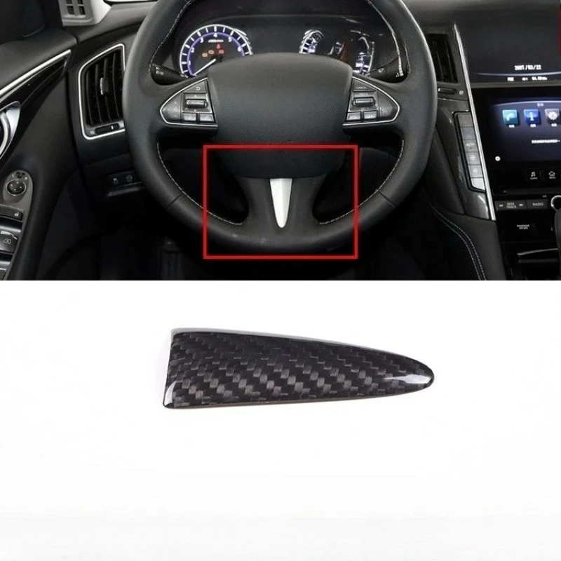 

For Infiniti Q50 Q60 Real Dry Carbon Fiber Steering Wheel Decorative Sticker Interior Decoration Modification Accessories