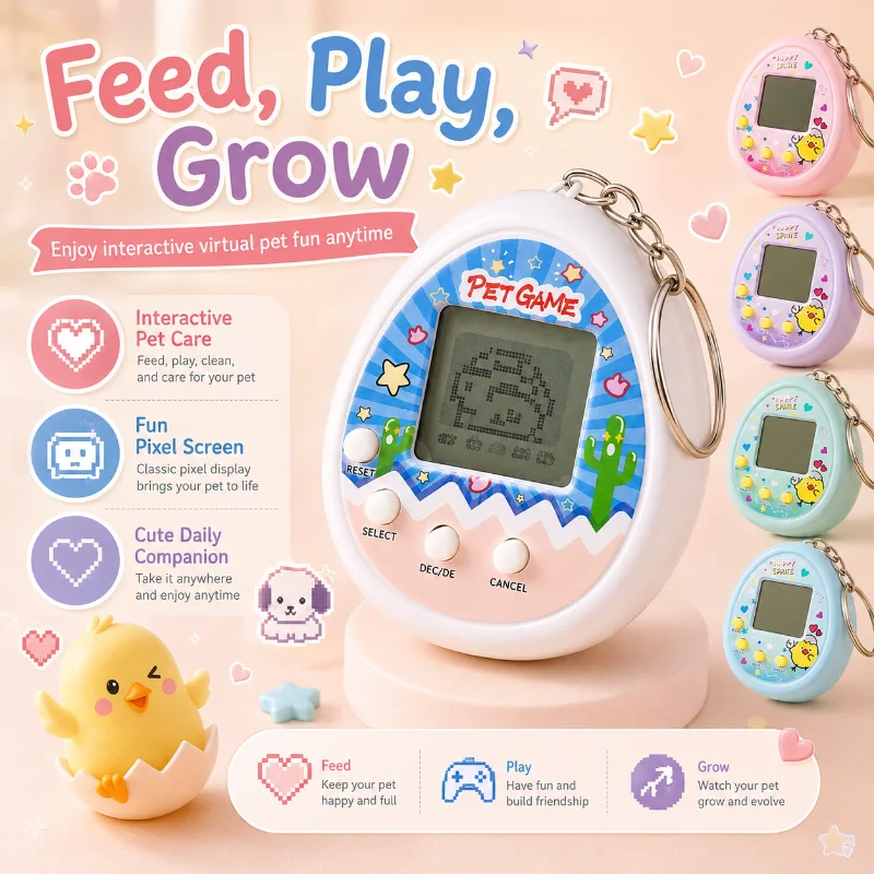 1/10 Pièces Jouets Électroniques Animaux Virtuels Tamagotchi Nostalgiques Cyber Animaux Numériques Virtuels pour Cadeau Surprise