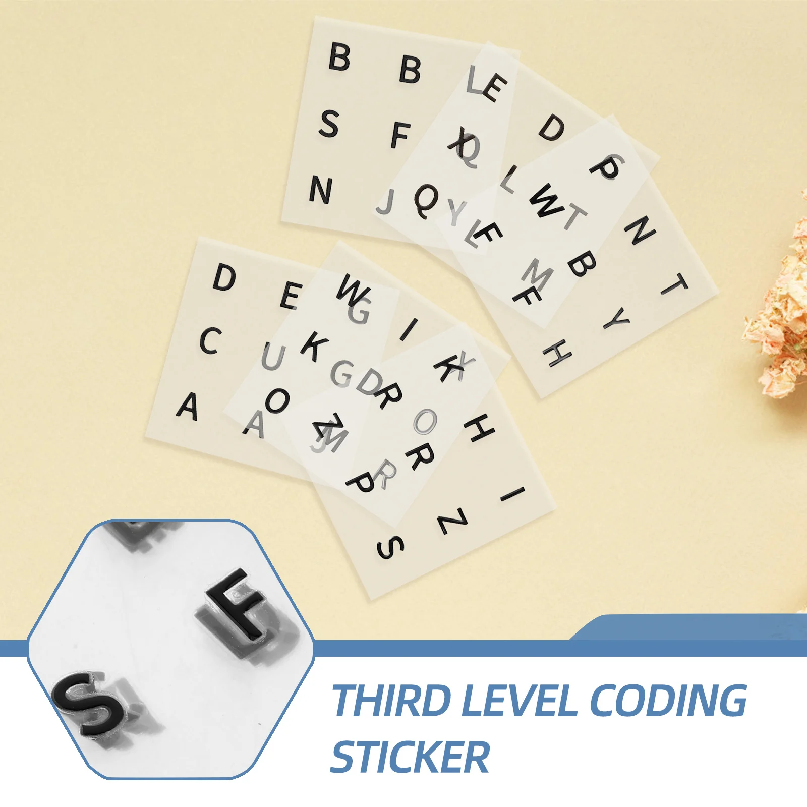 6개 6장 대형 인쇄 볼록 알파벳 퍼즐 큐브 스티커 PVC 영어 문자 저시력용 보조 스티커