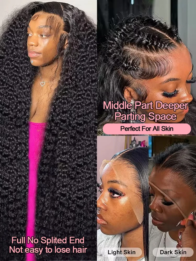 40 46 inch Glueless Deep Wave Wigs Human Hair 13x4 13x6 HD Lace Front Wig 360 Full Lace Wigs Wear and Go Curly Wig For Women