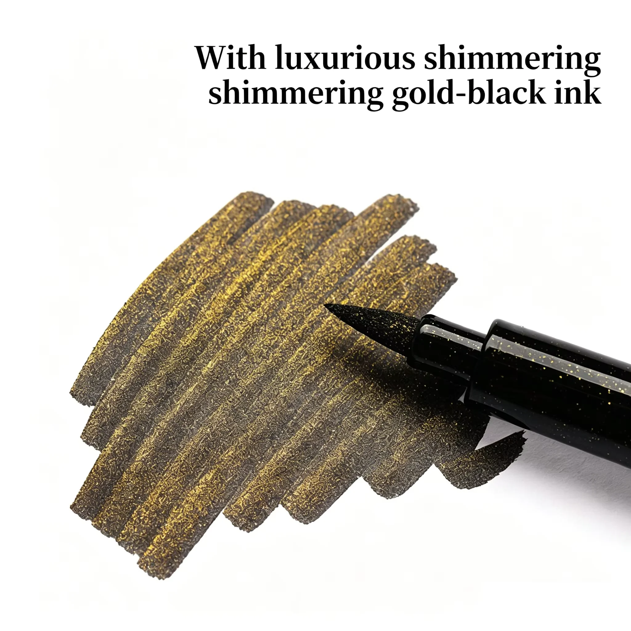 Black Gold Brush Pen – Metallic Ink Calligraphy Marker for Journaling, Bullet Journal, Sketching, Card Making